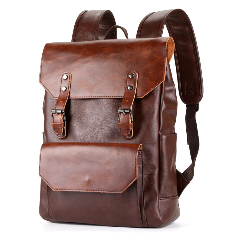 Leather Laptop Backpack with Double Straps
