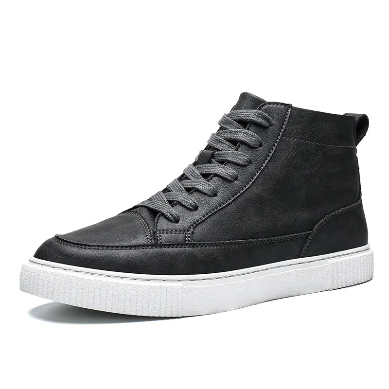 Brown High-top Casual Leather Shoes for Men