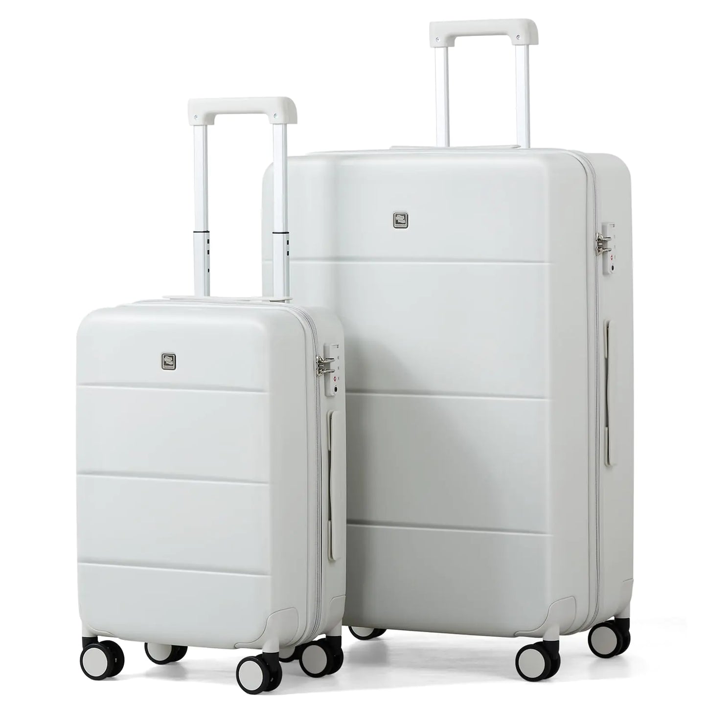 Hanke Luggage Sets 2 Piece with Spinner Wheels 20/28 Inch Hard Shell Suitcases Set TSA Approved Luggage Travel Rolling Large Luggage(Smoke White)