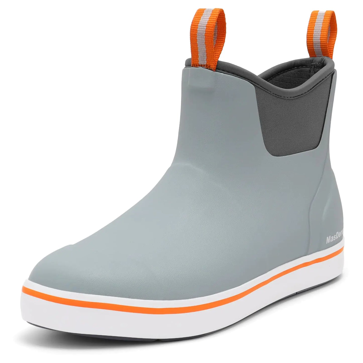Masderue Men’s Deck Boots Waterproof Fishing Boots Men Rain Boots Anti-Slip Ankle Rubber Boots Outdoor Work Boots for Mens Fishing Working Grey