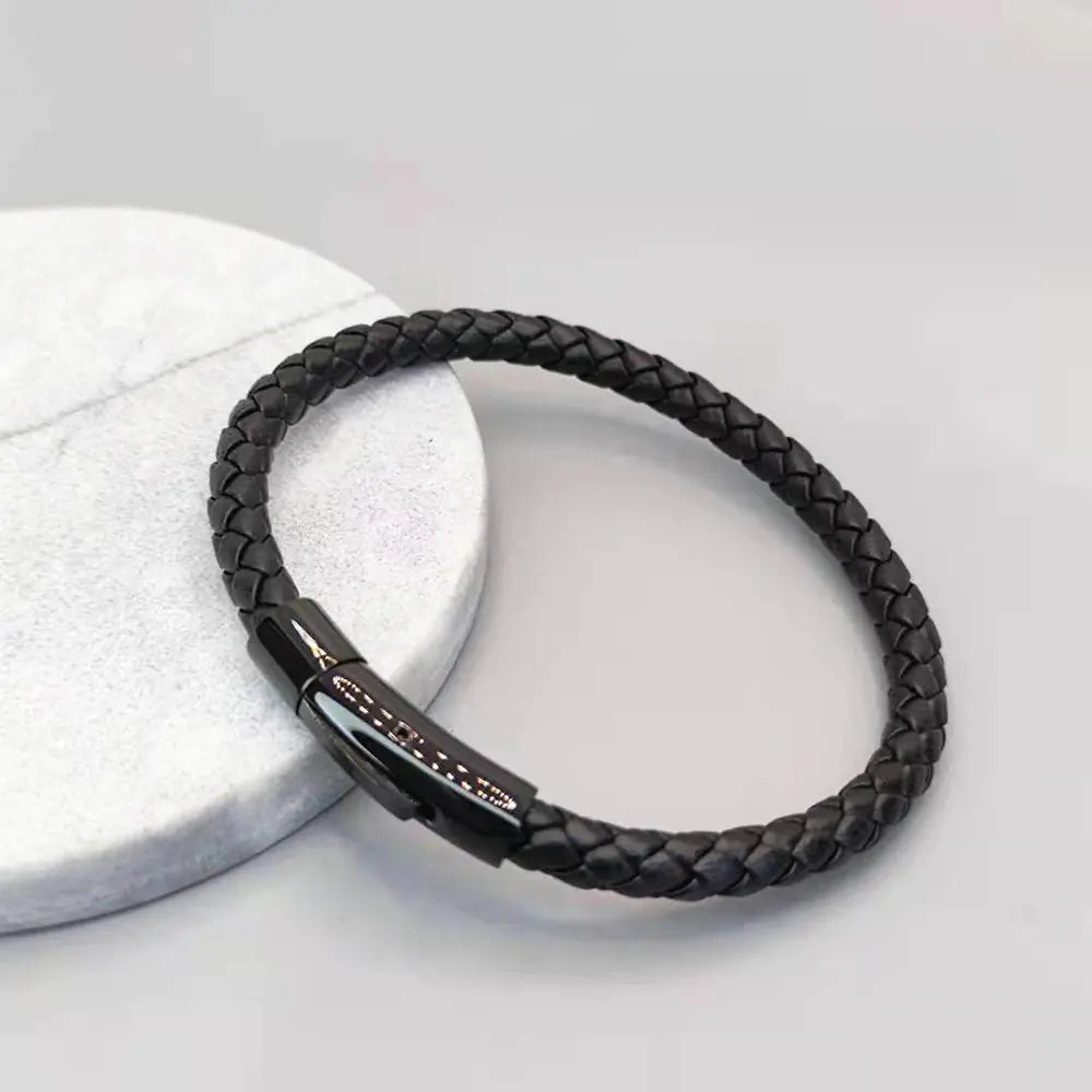 Titanium Steel Braided Leather Bracelets