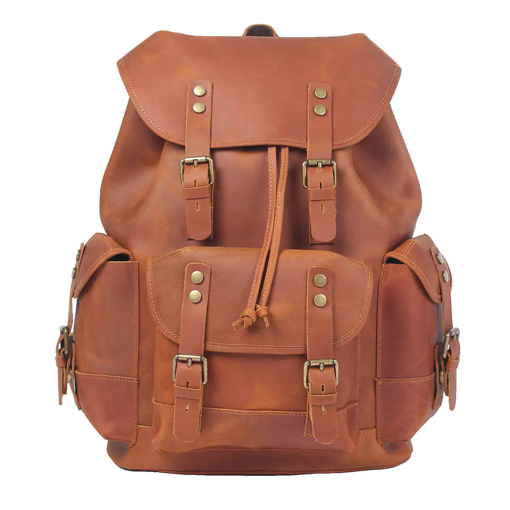 Men's Retro Large Capacity Cowhide Backpack