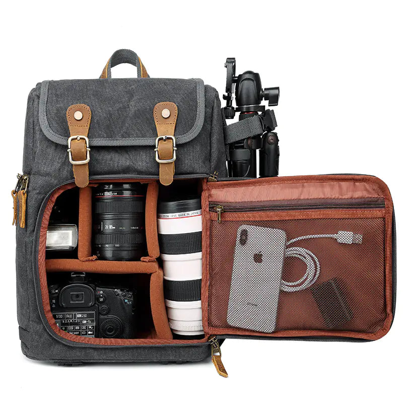 Waterproof Large Capacity Canvas Camera Backpack