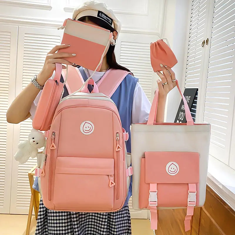 Leisure Five-Piece Student Backpack Set