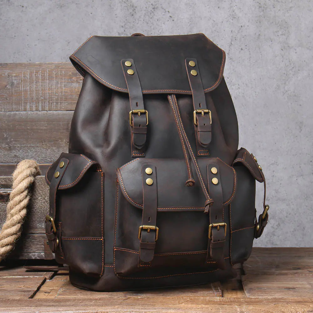 Men's Retro Large Capacity Cowhide Backpack