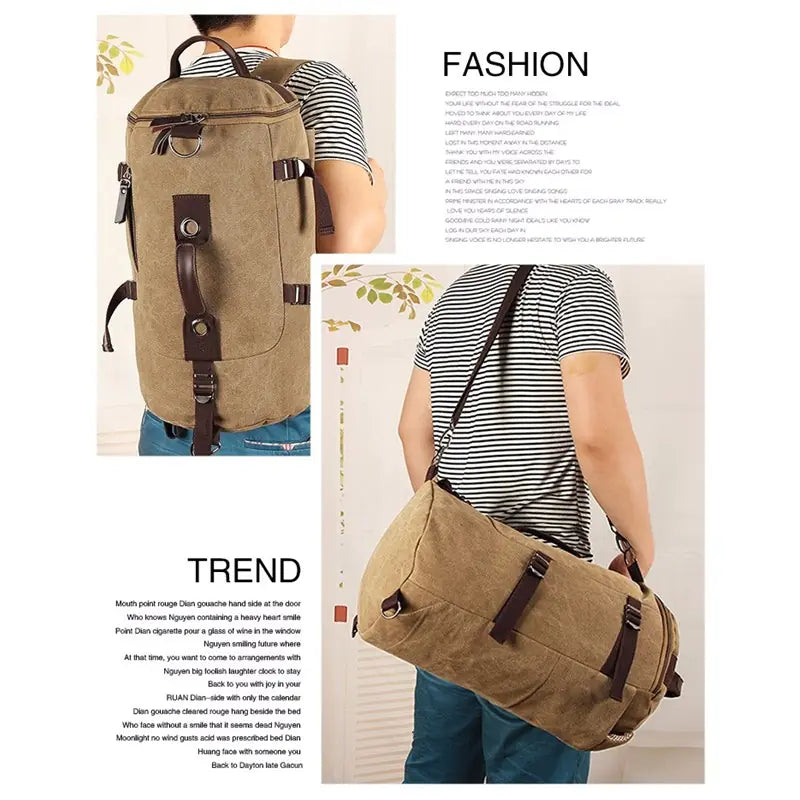 "Trendy Canvas Travel and Hiking Backpack"