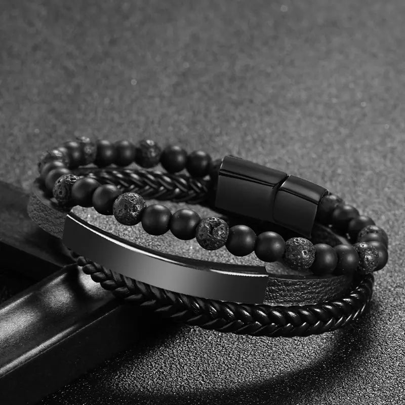 Men's Multi-layer Leather Braided Punk Bracelet