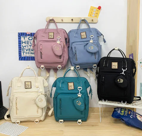 Double Zipper Multifunctional Backpack for Girls