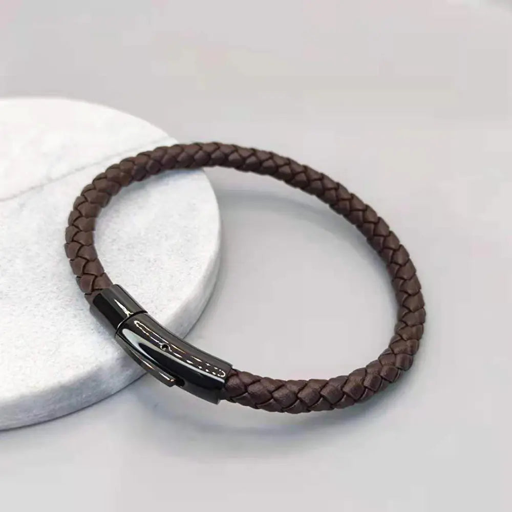 Titanium Steel Braided Leather Bracelets