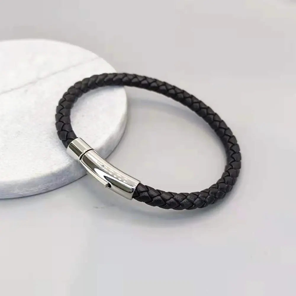 Titanium Steel Braided Leather Bracelets