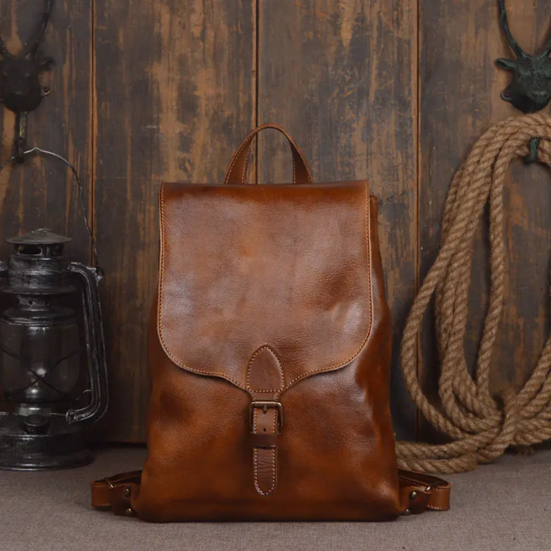 Leather Computer Backpack with Double Straps