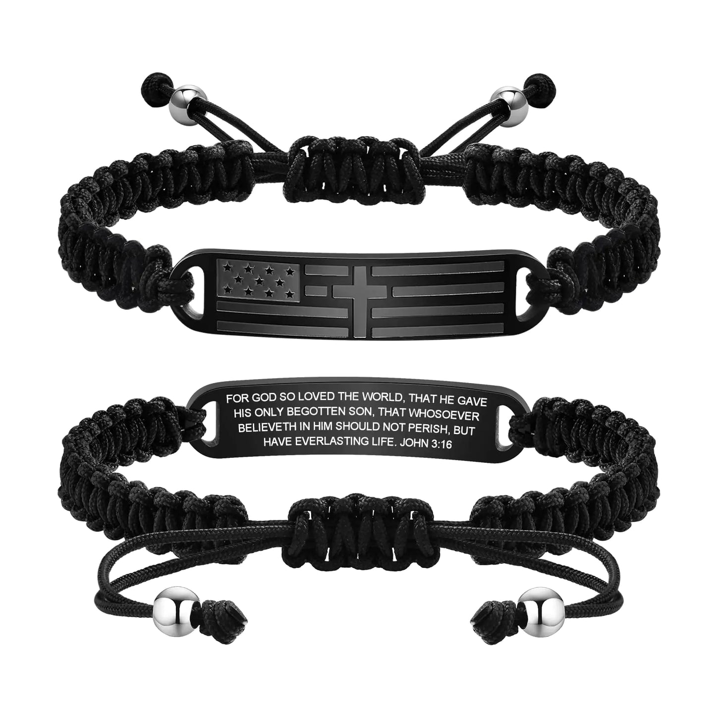 Cross Bracelet for Men - Black Bible Verse Stainless Steel Rope Mens American Flag Bracelet Birthday Gift Ideas First Communion Confirmation Baptism Christian Easter Gifts for Teens4