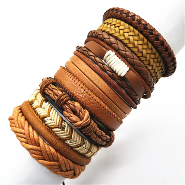 10pcs Handmade Woven Fashion Bracelets for Men