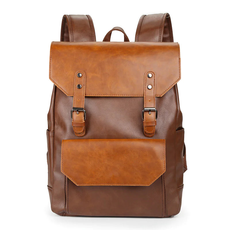 Leather Laptop Backpack with Double Straps