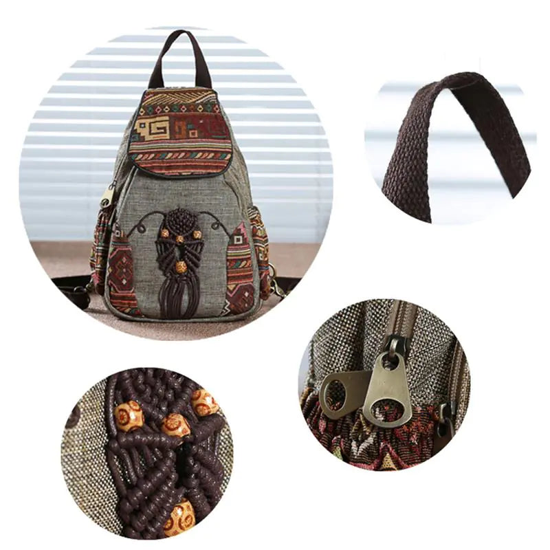 Vintage Canvas Handmade Backpack for Women