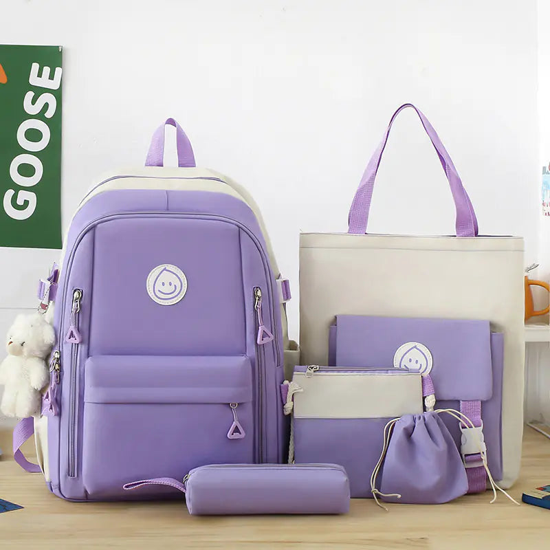 Leisure Five-Piece Student Backpack Set