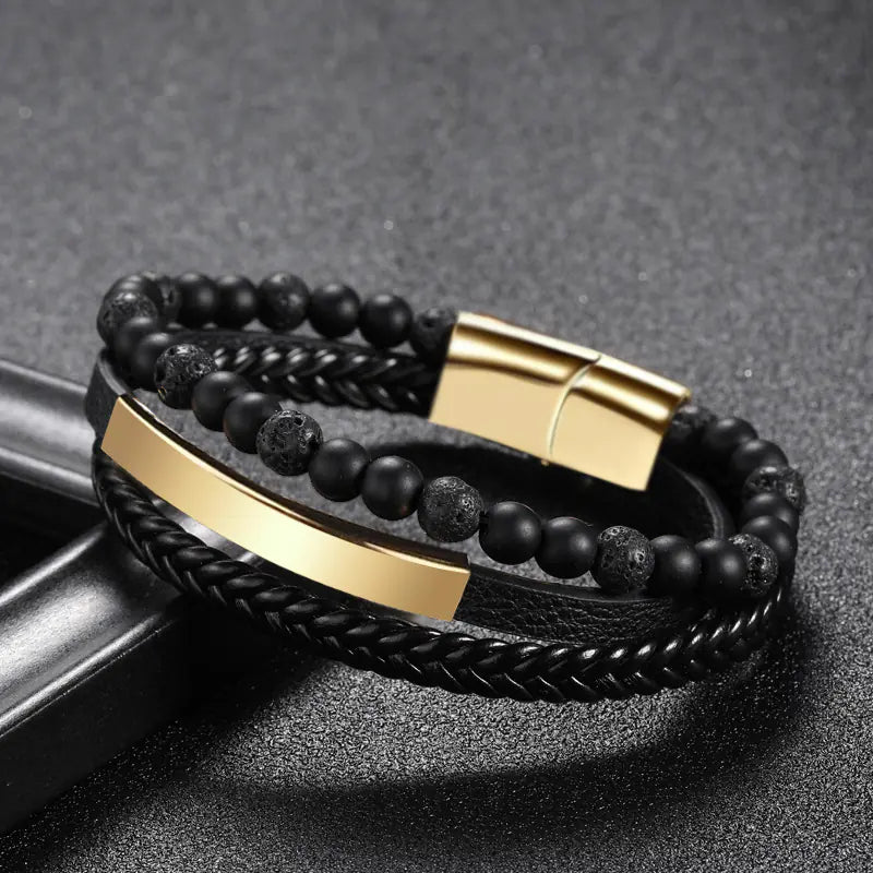 Men's Multi-layer Leather Braided Punk Bracelet