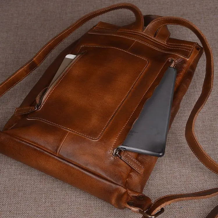 Leather Computer Backpack with Double Straps