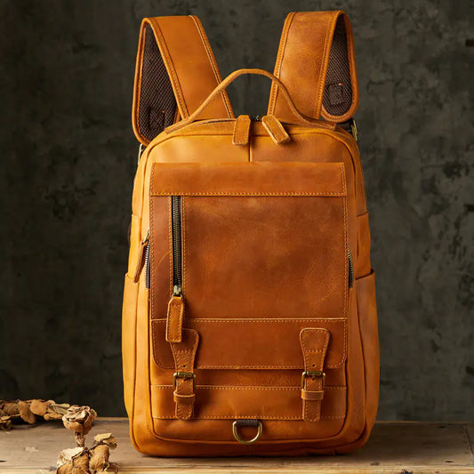 Men's Handmade Retro Cowhide Backpack
