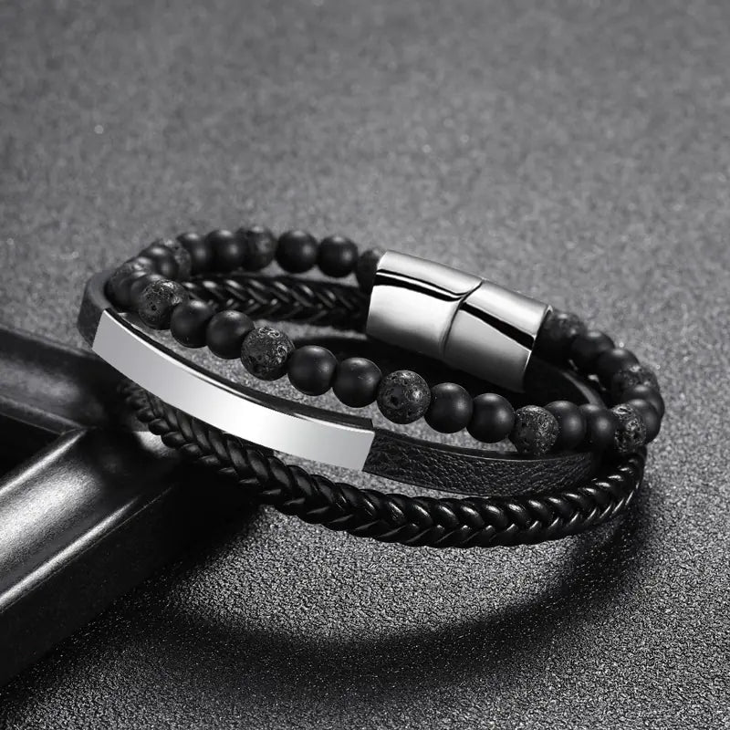 Men's Multi-layer Leather Braided Punk Bracelet