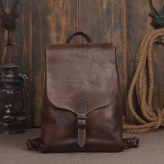 Leather Computer Backpack with Double Straps