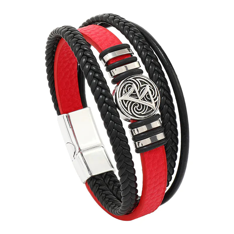 Men's Multi-layer Woven Leather Compass Bracelet