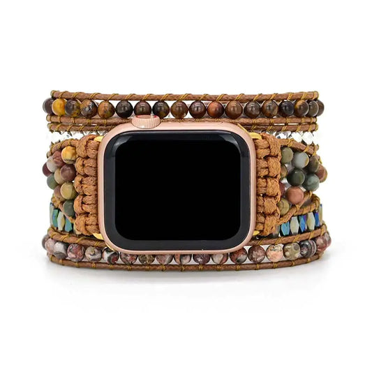 Woven Tiger Eye Bead Bracelet and Watch Band