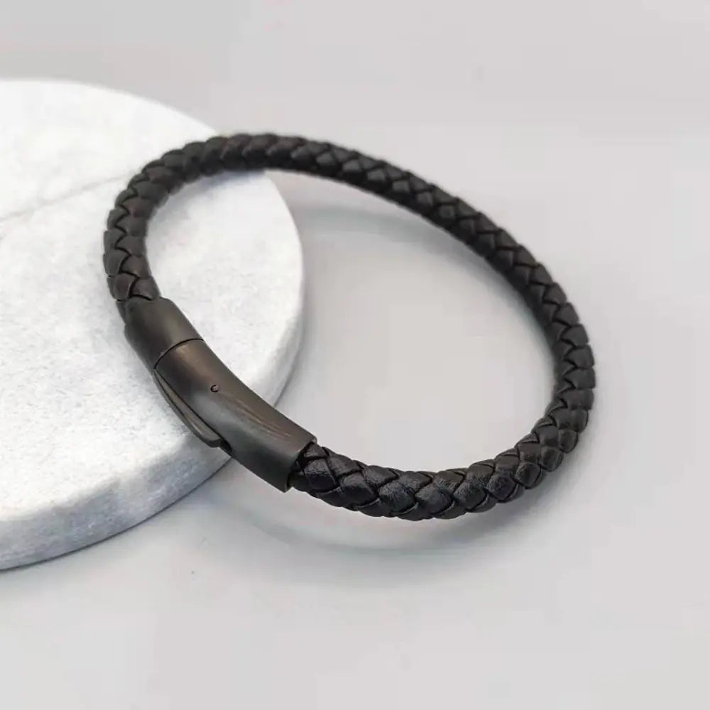 Titanium Steel Braided Leather Bracelets