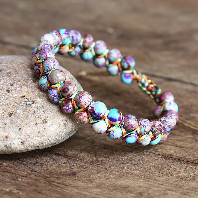 Hand-Woven Adjustable Colorful Tiger's Eye Bead Bracelet