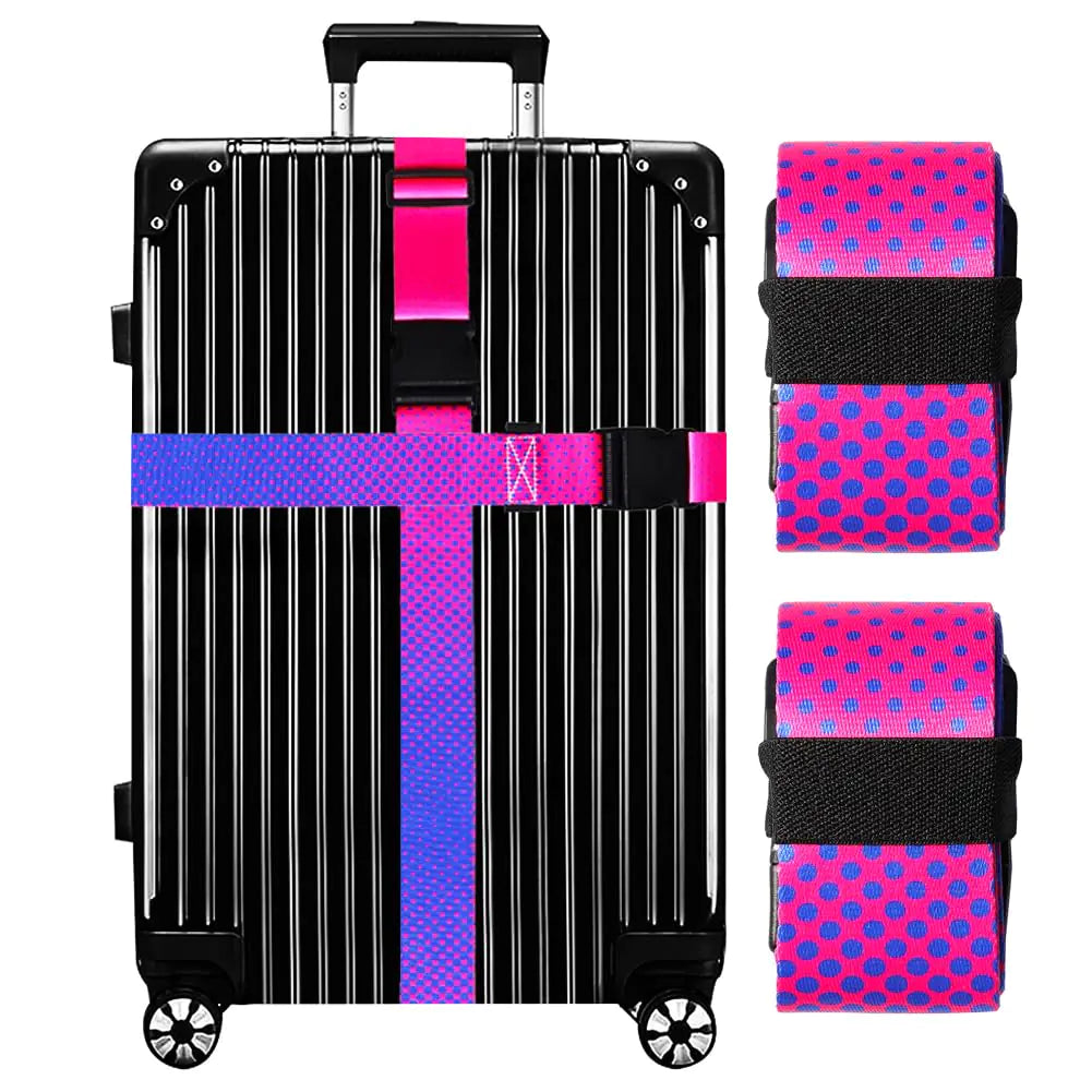 Gowraps Luggage Straps for Suitcases TSA Approved-2 Pack Bright Personalized Luggage Belt Strap for Suitcase/Carry On Bag Luggage Accessories for Travel (Gradient)